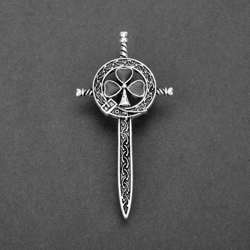 MQCHUN Vintage Thistle Celtics Knot Kilt Pin Brooch TV Jewelry Outlander Scottish Thistle Cross Sword Brooch Women Men