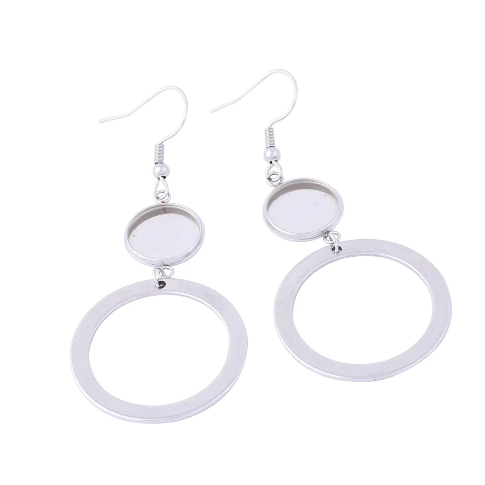 onwear 10pcs 12mm cabochon earring base diy stainless steel blank drop earrings findings for jewelry