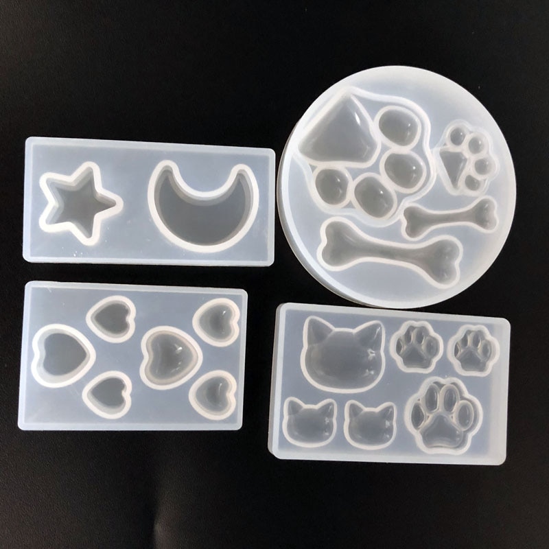 3 style Silicon Molds For Epoxy Resin crystal cat bear paw star moon heart shape Mold Making Jewelry pendant tools Art Making