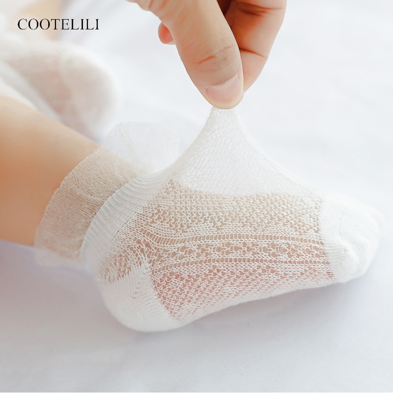 COOTELILI 4pairs/Lot Summer Baby Girls Socks Hollowed-Out Lace Toddler Socks Baby Girls Accessories 0-3y Baby Stuff For Newborns