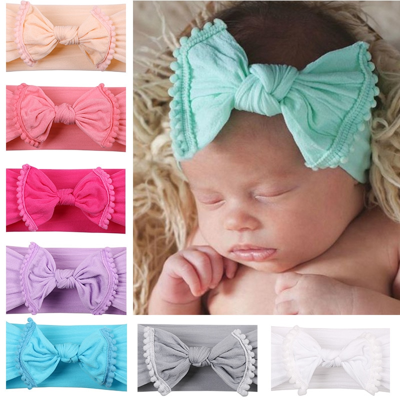 Newborn Nylon Baby girl headbands Soft Cotton Girls Headwrap fits all baby head wraps Infant Top knot headbands Bebes Hair bows