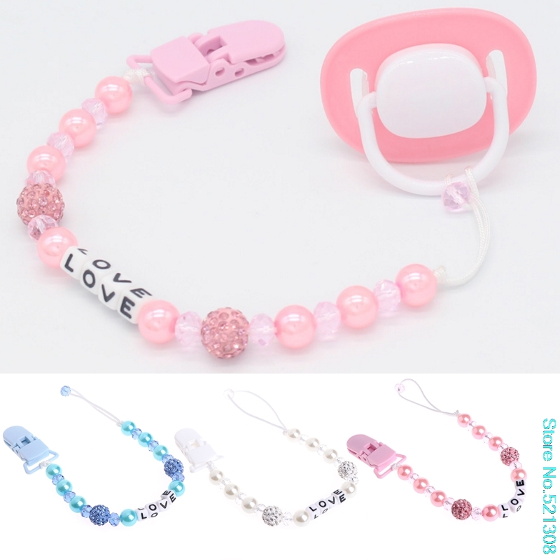 Baby Bling Crystal Pacifier Clips Soother Chain Dummy Soother Nipple Leash Strap