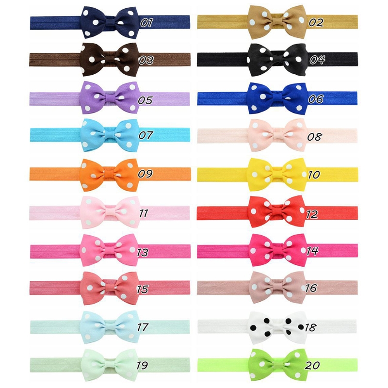 20Pcs Kids Girl Baby Toddler Bow Polka Dot Headband Hair Band Headwear Head Wrap