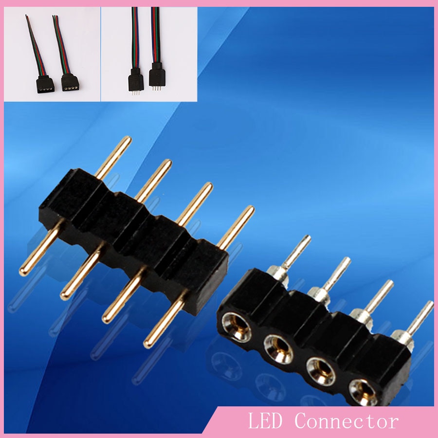 10pcs/lot 4pin RGB Connector 4 pins Needle Male Female 4P DIY Small Part for LED RGB 5050 Strip Adaptor