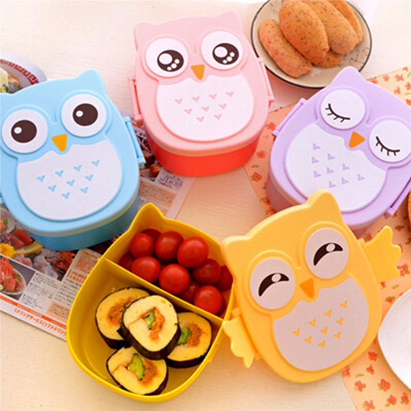 Cartoon Baby Food Owl Lunch Box Food Fruit Storage Box Baby Tableware Dinnerware Bowl Baby Feeding Bowls dishes For Eating Train
