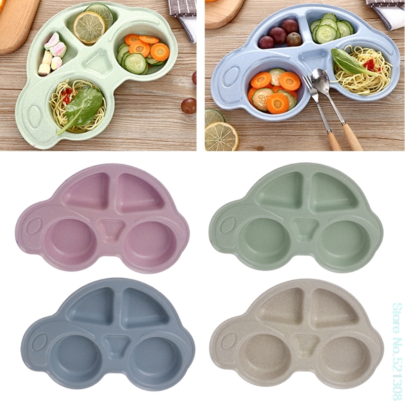 Fashion Style Cartoon Car Baby Feeding Dinnerware Wheat Straw Tableware for Baby Kids Dishes Baby Convenient Drop Ship