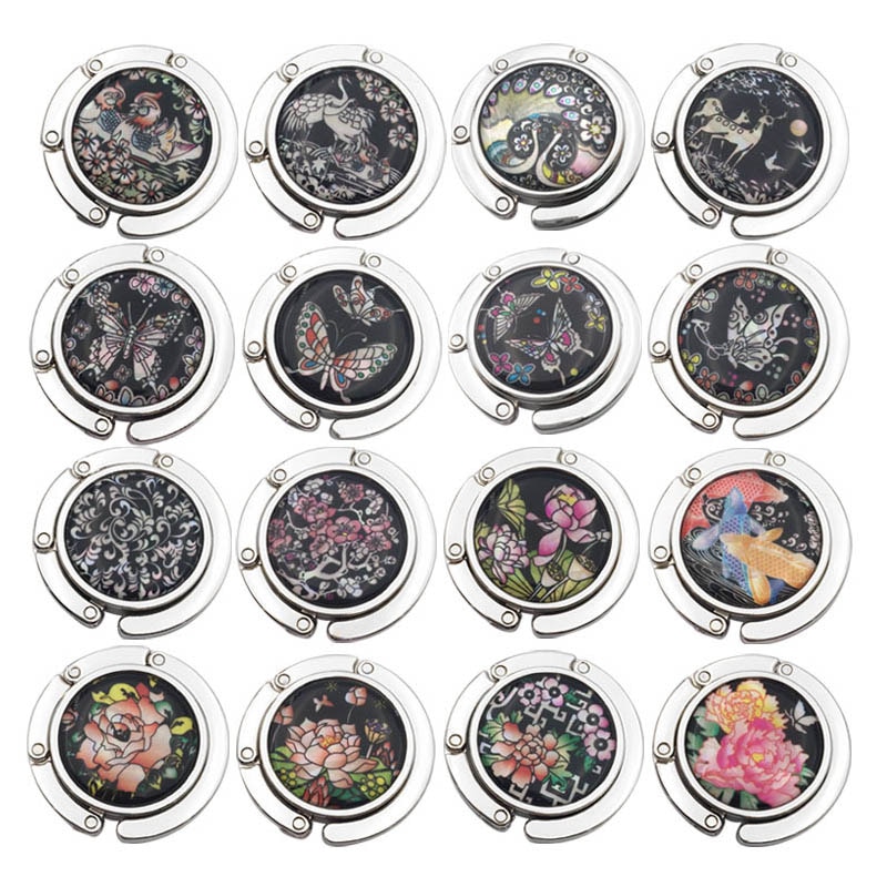 Round Folding DragonflyPattern 1 PC Women Handbag Holder Hanging Wall Hook Handbag Hanger Bag Purse Hook