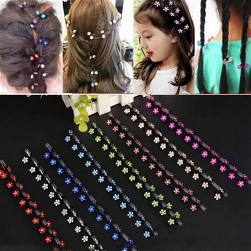 12 PCS/Set Cute Women Girls Hair Claws Fashion Sweet Crystal Rhinestone Flower Mini Hair Clips Hairpins Clamps Hair Accessories
