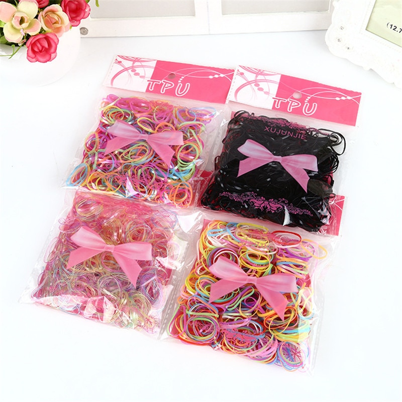 About 500pcs/pack Ponytail Holder Elastic Hair Band Tpu Hair Holder Rubber Hairband Hair Accessories For Girls Rope Tie Gum
