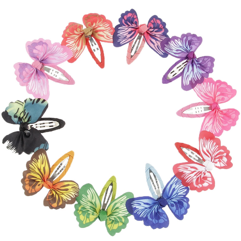 2pcs/lot Butterfly Hair Ribbon Bows Hair Clip Bows Baby Girls Hairpins Children Toddler Newborn Birthday Gifts Photography Props
