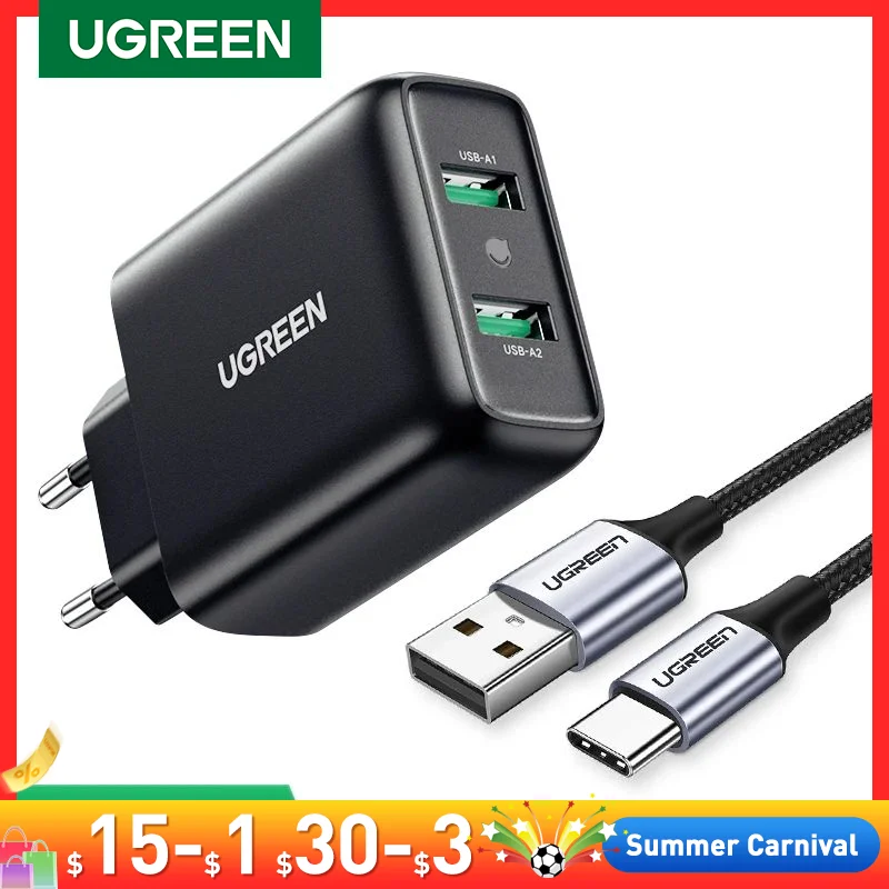 Ugreen USB Charger Quick Charge 3.0 36W Fast Charger Adapter QC3.0 Mobile Phone Chargers for iPhone