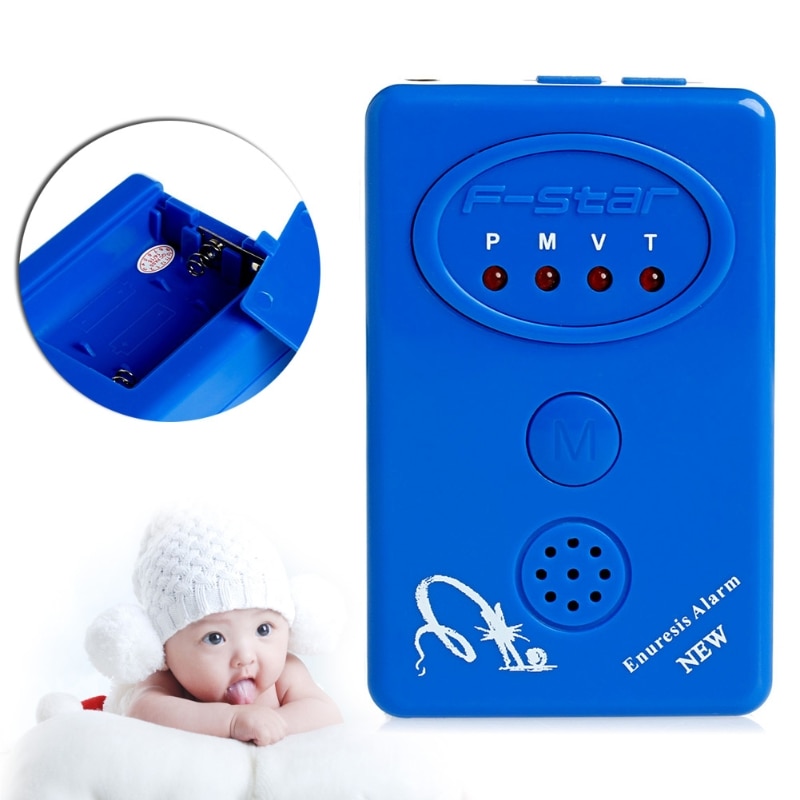 D7YD Adult Baby Bedwetting Enuresis Urine Bed Wetting Alarm +Sensor With Clamp Blue