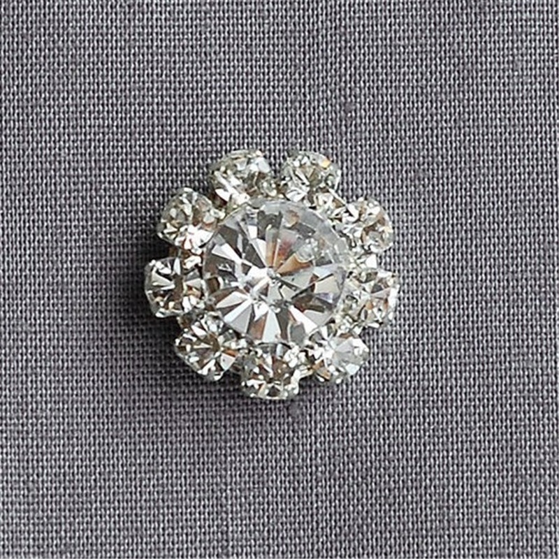 10PCS Handmade Crystal Clear Rhinestone Button Fit For Flower Center 12MM Flat Back Silver Color Jewelry Diy Hiar Accessory