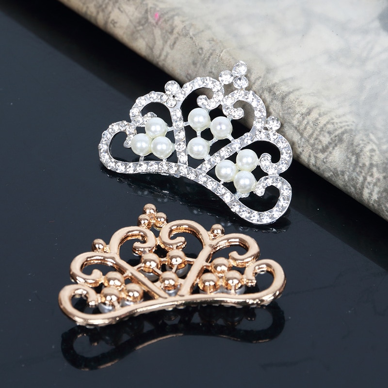 5pcs/lot Crown Rhinestone Buttons For Diy Baby Girls Women Hair Accessories Wedding Party Bride Hair Embellishment Buttons