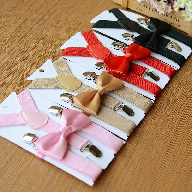2018 Brand New Baby Boys Kids Suspender and Bow Tie Matching Set Tuxedo Wedding Suit Party 8 Colour