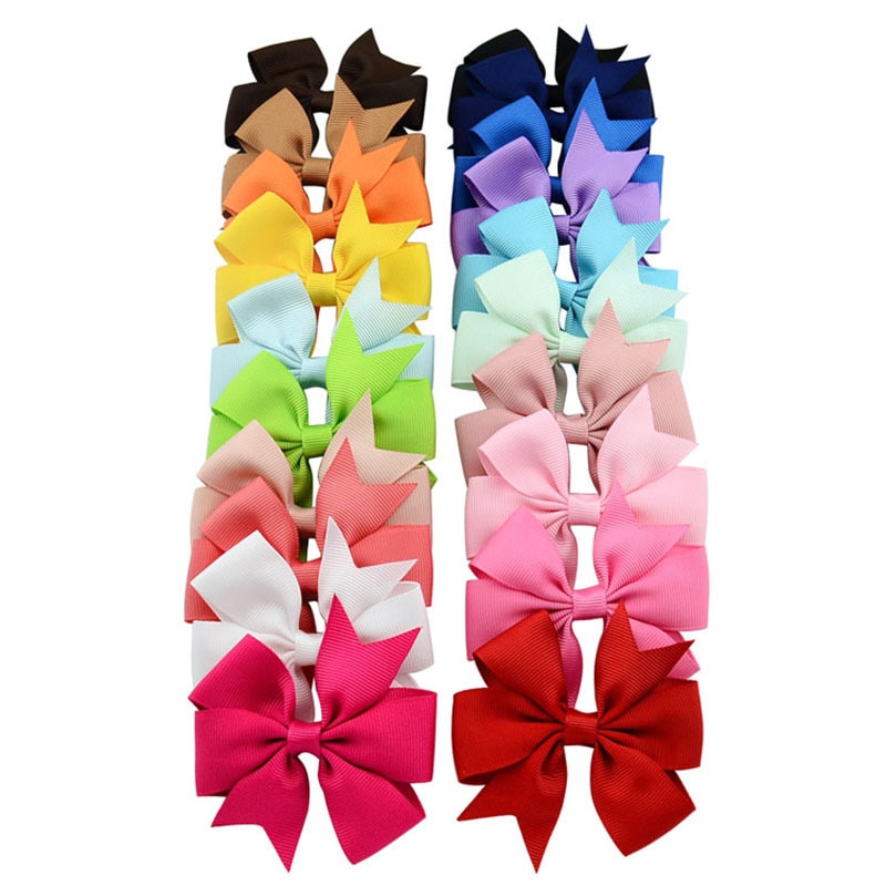 10pcs 20Colors 3inch Grosgrain Ribbon Hair Bows Hairpins Girls' Boutique Pinwheel Hair Clip Kids Hair Accessories