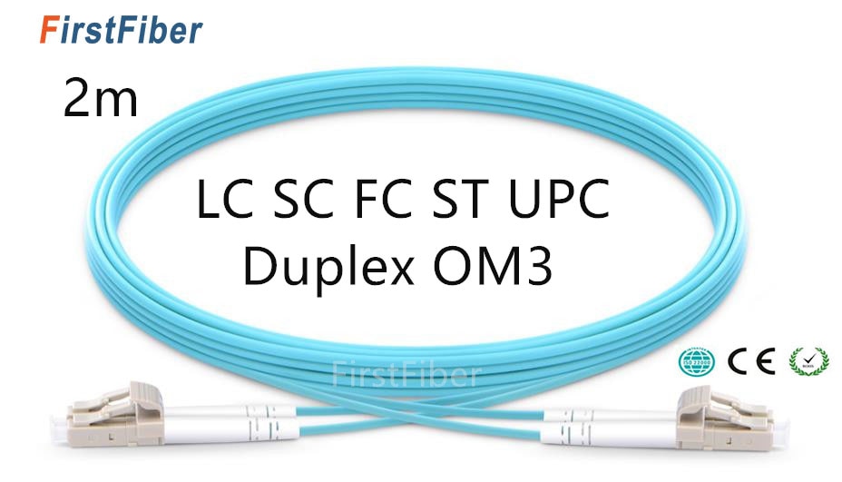 2m LC SC FC ST UPC OM3 Fiber Patch Cable,Duplex Jumper, 2 Core Patch Cord Multimode 2.0mm