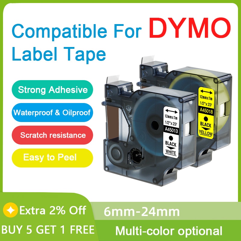 1PC 45013 45010 Cassette Labeling Tapes 45013 Compatible for Dymo D1 Label Manual Typewriter 280 160 260P 45018 Label Maker