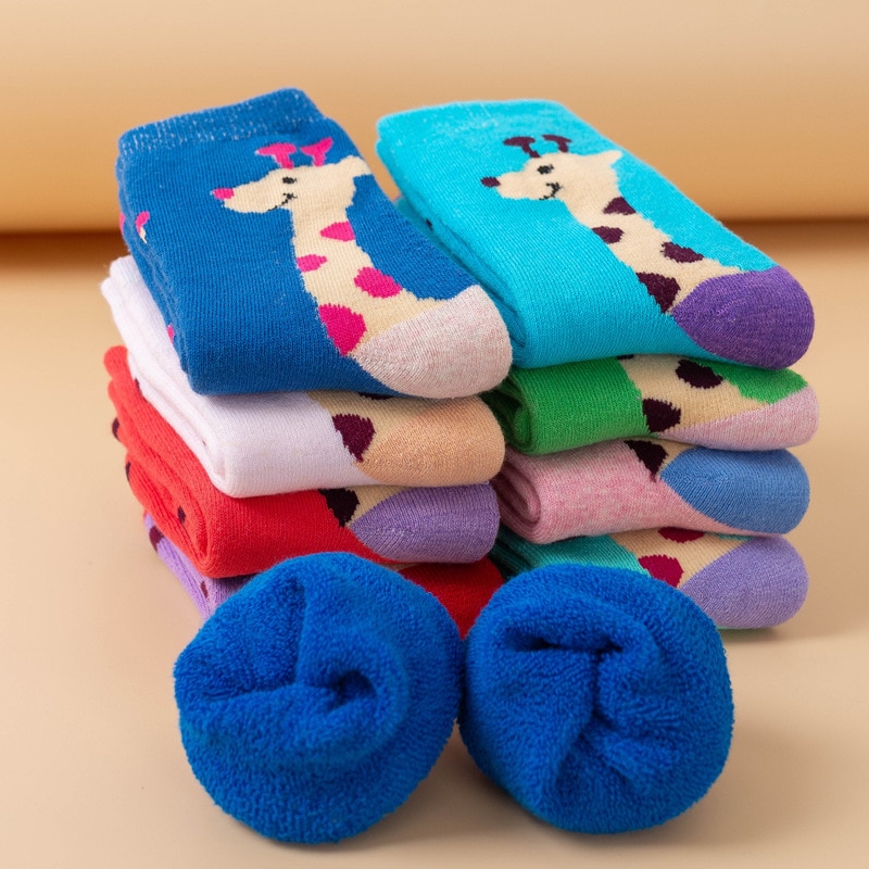 Children's Socks 5 Pairs/lot Thick Warm Christmas Sock Kids Thicken Warm Cheap Stuff 1-12 Years Boys Girls Cartoon Socken