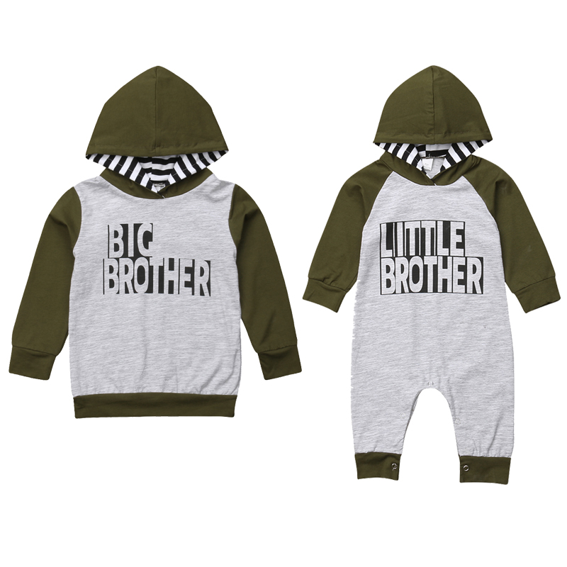 Big/Little Brother Family Match Clothes Long Sleeve Pullover Tops Baby Boys Romper Jumpsuit One Pieces Outfits Autumn Clothes
