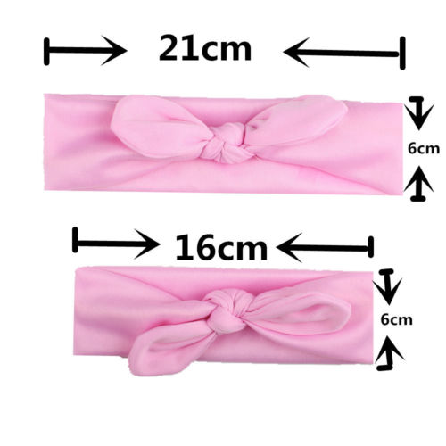 2x Women Kid Baby Girl Elastic Bow Knotted Turban Hair Band Headband Headwear 2pcs Mom Daughter