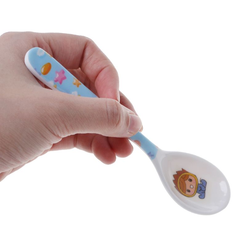Baby Spoon Straight Head Infant Children Kids Safe Feeding Training Tableware