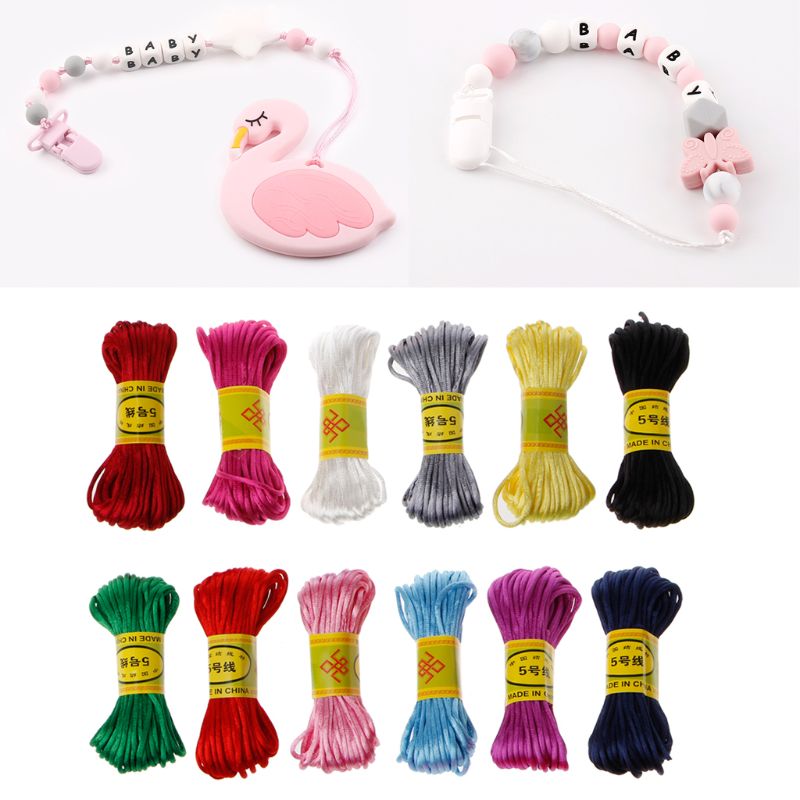 10m Soft Satin Nylon MultiColor Cord Solid Rope For Jewelry Making Beading Cotton Cord For Baby 2.5mm DIY Necklace Pendant