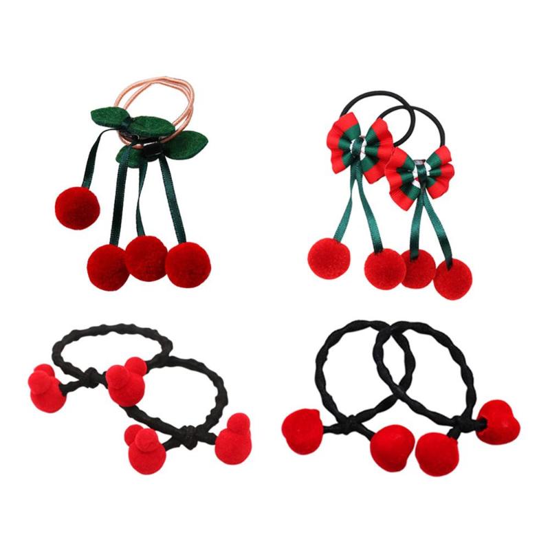 2pcs/set Baby Headdress Cherry Crown Kids Hairpins Elastic Princess Hair Bands Children Hair Ropes Girls Hair Accessory Headwear