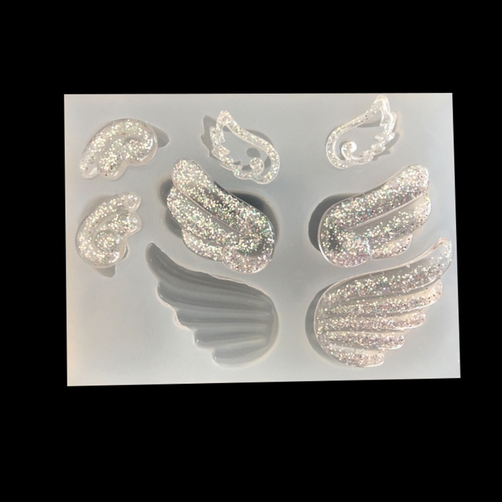 Doreen Box Silicone Resin Mold For Jewelry Making Rectangle White Creative DIY Wing Tools 92mm(3 5/8") x 68mm(2 5/8"),