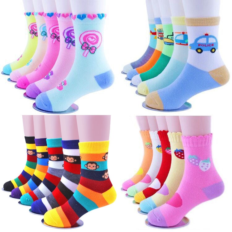 5 Pairs/Lot Girls Winter Autumn Striped Socks Unisex Kids Socks Children Boy Winter Cotton Socks 1Y-12Y 6 7 10 12