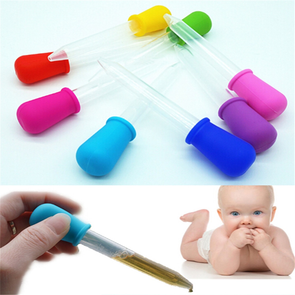 Clear Silicone Pipette Liquid Food Dropper Plastic Baby Feeding Medicine Dropper Spoon Burette Infant Utensils Randomly 2ml 5ml