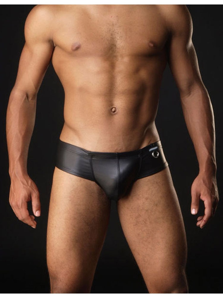 Sexy PU Faux Leather Underwear Men Erotic Mankini Thongs Mens G-Strings Tanga Hombre Gay Male Erotic Lingerie Low Waist T-back