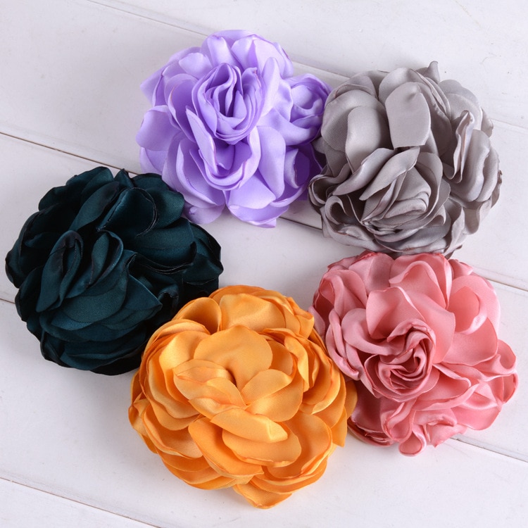 5pcs/lot Artificial Rose Flowers For Baby Girls Headwear Rosette Burning Flowers for Diy Kids Girls Hair Accessory