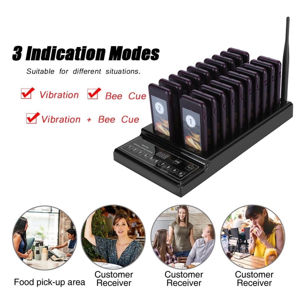 SU-68Z Pager Wireless Pager System 999-channel 20 Receivers Pager System for Restaurant Wireless Waiter Calling System