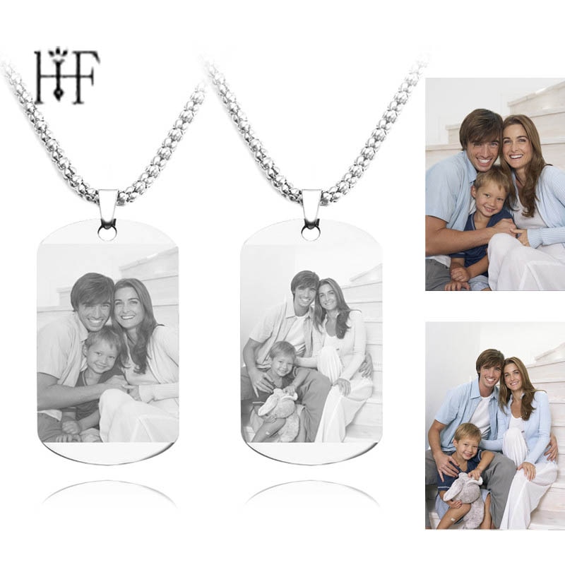 Personalized Engraved Photo Pendants Necklace Stainless Steel Custom Photo of Child Mom Dad Loved Bijoux Valentine's day Gi