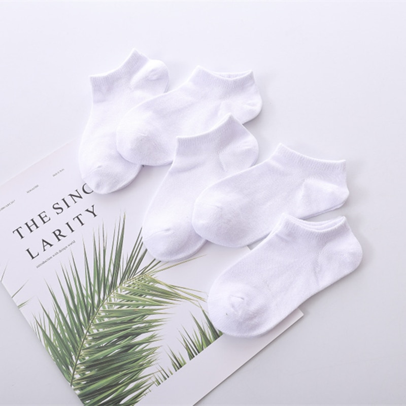 Baby Socks 5 Pairs/lot Boys Girls Pure White Socks Cotton Soft Newborn Babies Loose Comfortable Socks Kids School Sport Clothes