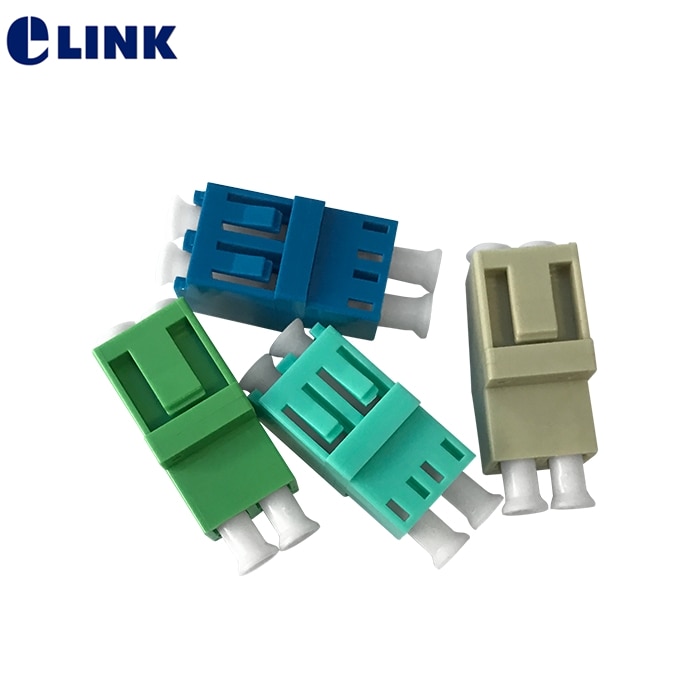 LC duplex fiber adapter SM MM OM3 OM4 OM5 blue green aqua opitcal fiber connector ftth coupler fibra optica factory supply ELINK