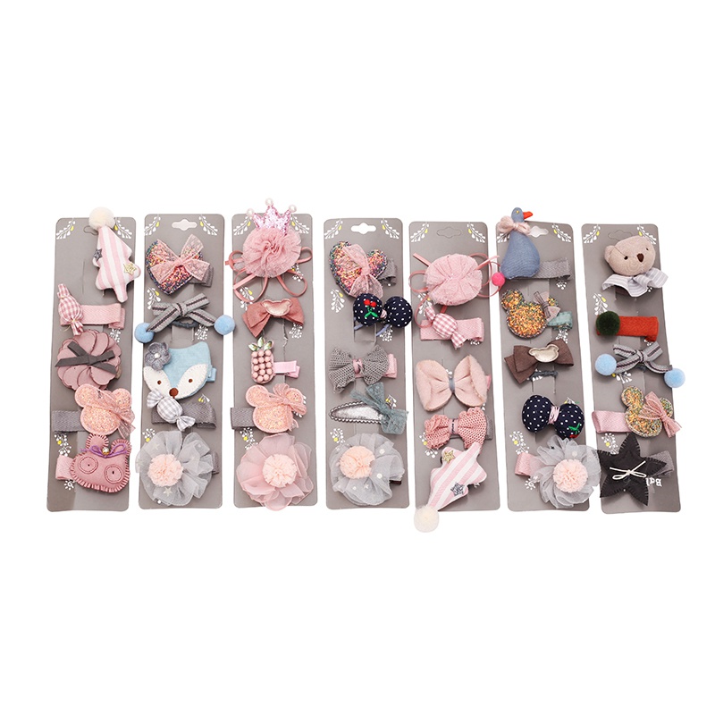 Princess Girls Hair Pin Cute Bow Children Kids Cotton Sets Cute Girl Baby Crown Hair Accessories Wholesale