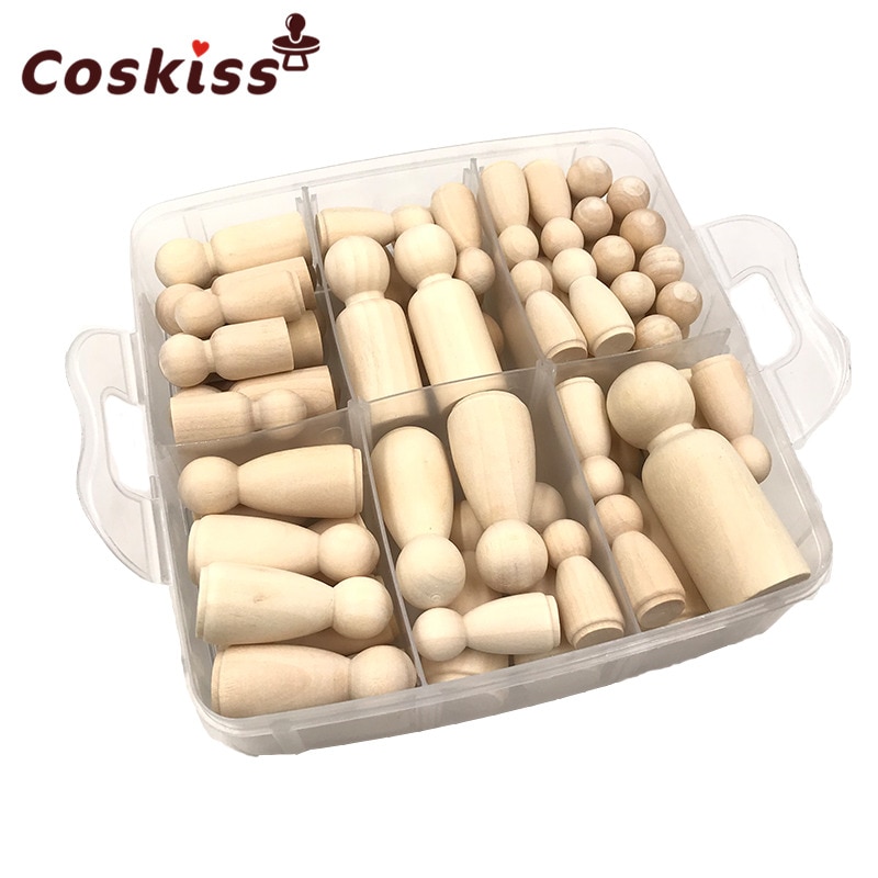 Wooden Peg Dolls Maple Unpainted Kids Birthday Gifts Handmade Unfinished Weddings Cake Dolls Decor Dolls Teething Toys Set