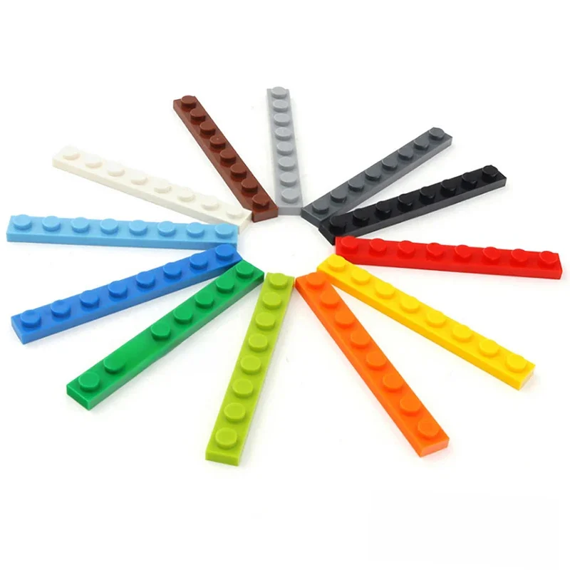 60pcs DIY Building Blocks Thin Figures Bricks 1x8 Dots 12Color Educational Creative Size Compatible