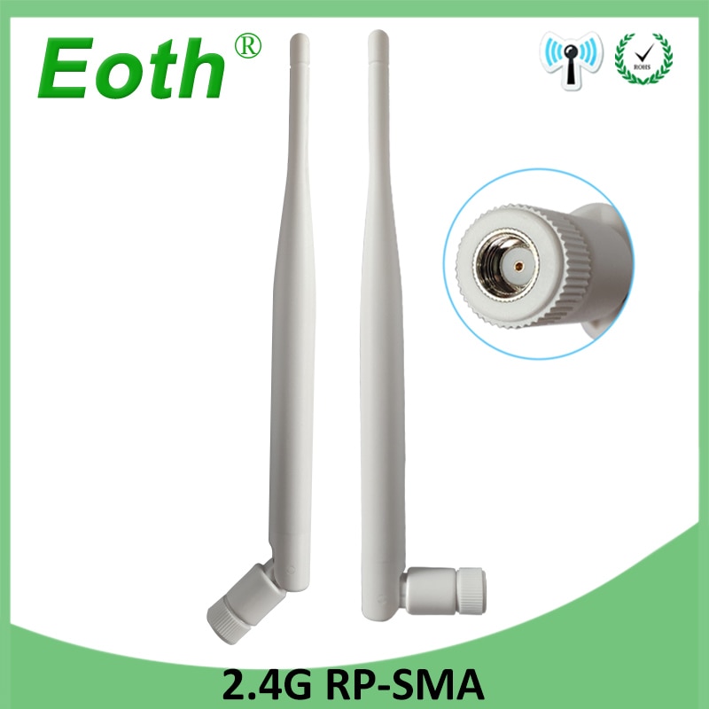 EOTH 2pcs 2.4g antenna 5dbi sma female wlan wifi 2.4ghz antene pbx iot module router tp link signal receiver antena high gain