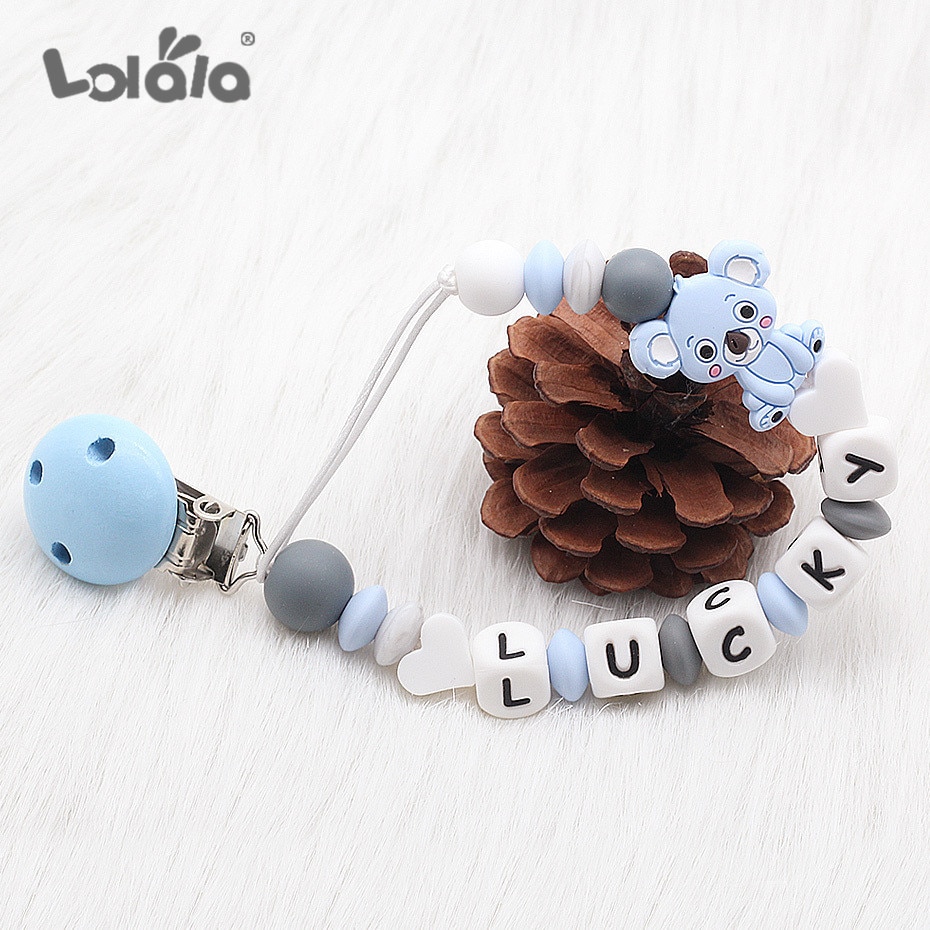 DIY Silicone Personalised Name Baby Dummy Clips Pacifier Clips Cute Pacifier Chain Chew Toy Holder For Baby Shower Gift BPA Free
