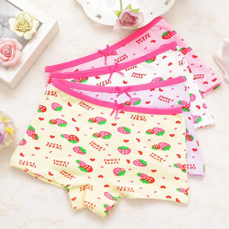 Children's Pants 4Pcs/lot Kids Girls Underwear Cotton Soft Cartoon Baby Boxer High Quality Underpants 2-9 Year