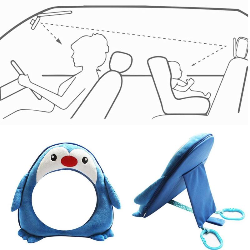 Cartoon Penguin Adjustable Baby Car Back Seat Mirror Kids Infant Safety View Monitor