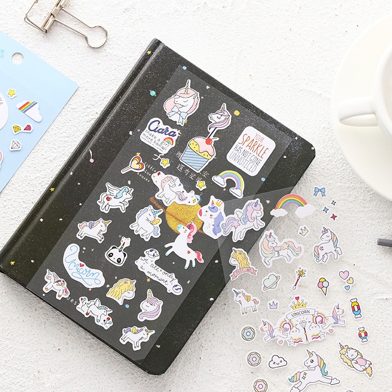 Mohamm Cute Japanese Diary Korean Journal Stationary Unicorn Craft Home Paper Stickers Scrapbooking Paper Craft