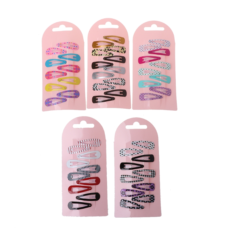 10 Pcs Cute Colorful Metal Snap Clips Hair Pin Girls Hair Clips Kids Accessories