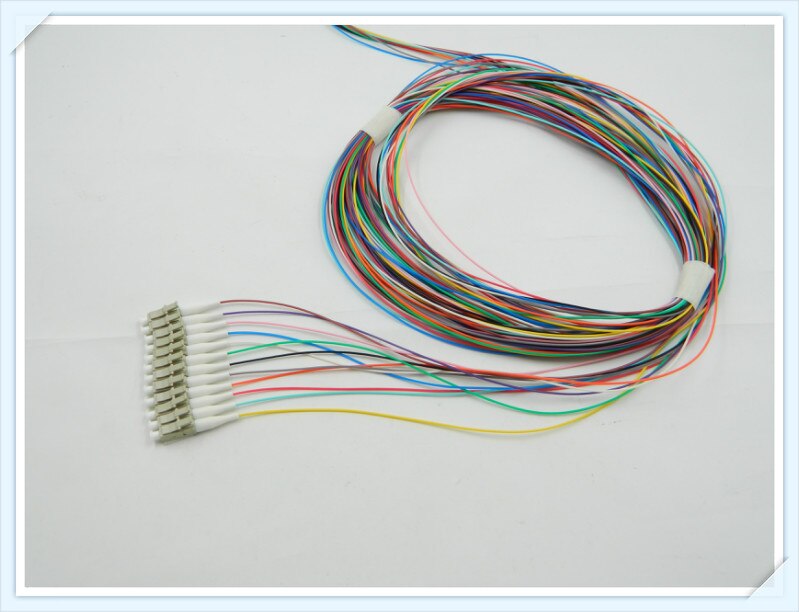 12 Core Colored LC UPC Fiber Optic Pigtails Cable 12 Fiber Pigtail MM OM3 Length 1m, 1.5m ,2m,3m