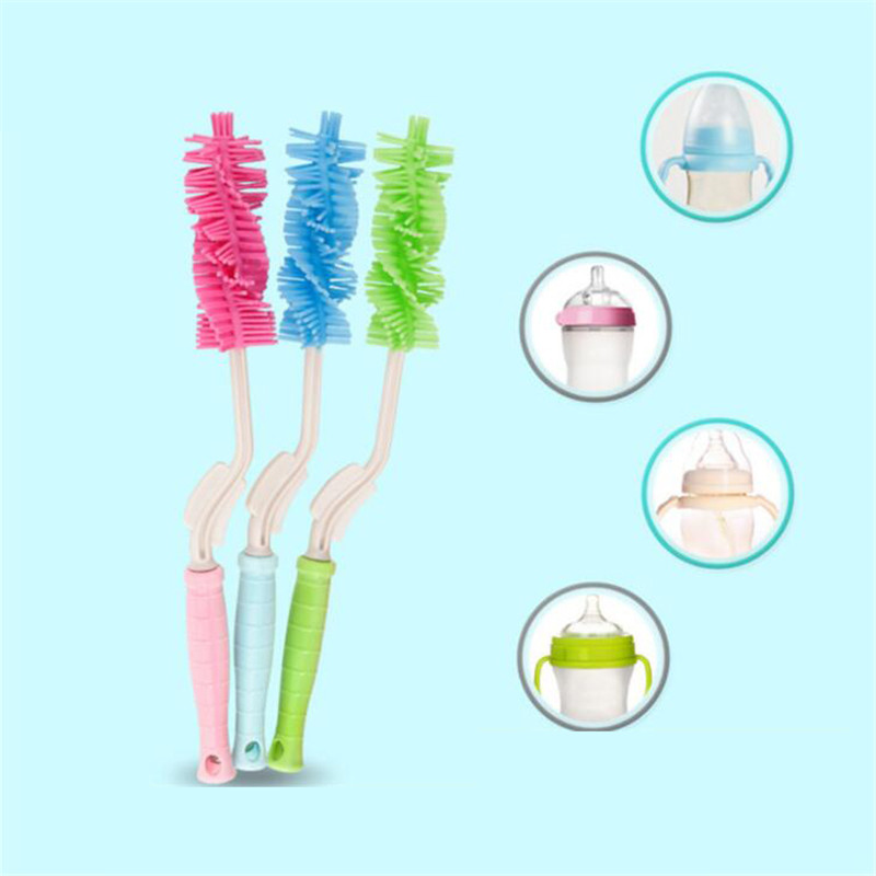 Multifunctional 360 Rotation Long Handle Baby Bottle Brush Cleaning Supplies Baby Milk Feeding Bottle Washing Brush
