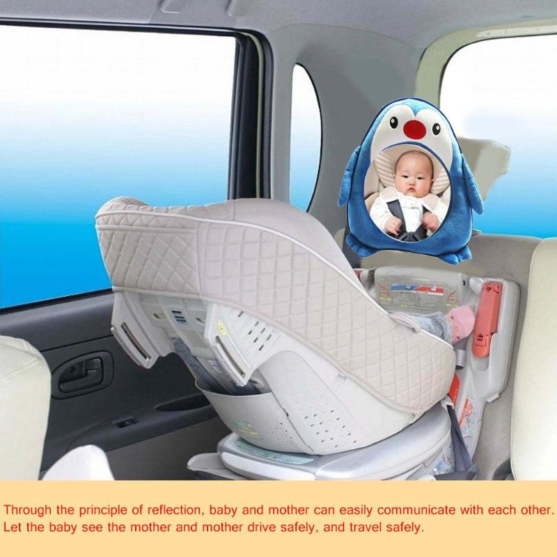 Adjustable Baby Car Mirror Back Seat Mirror Kid Safe View Cartoon Penguin Headrest Mount For Baby Kids Rear Facing Mirrors