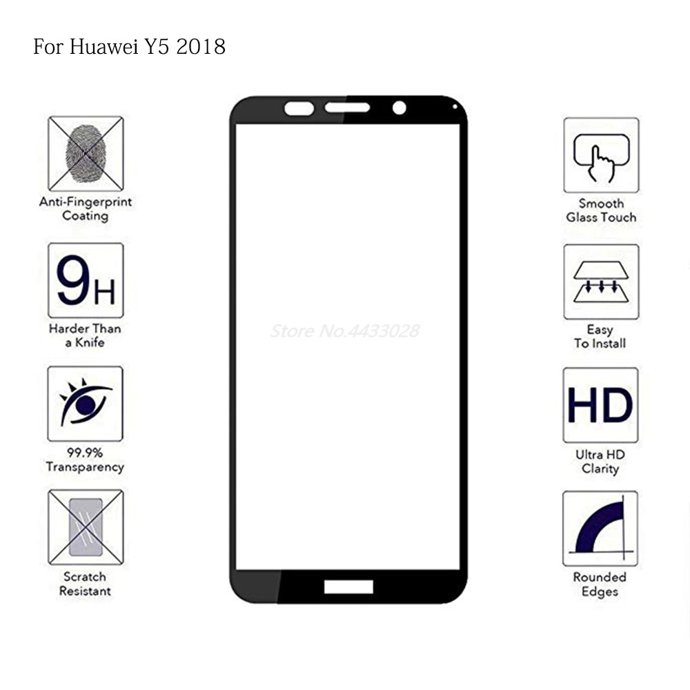 Tempered Phone Glass For Huawei Y5 Prime 2018 Full Glue Cover Screen Protector For Huawei DRA-L22 DRA-LX1 Y5Prime Film Glass